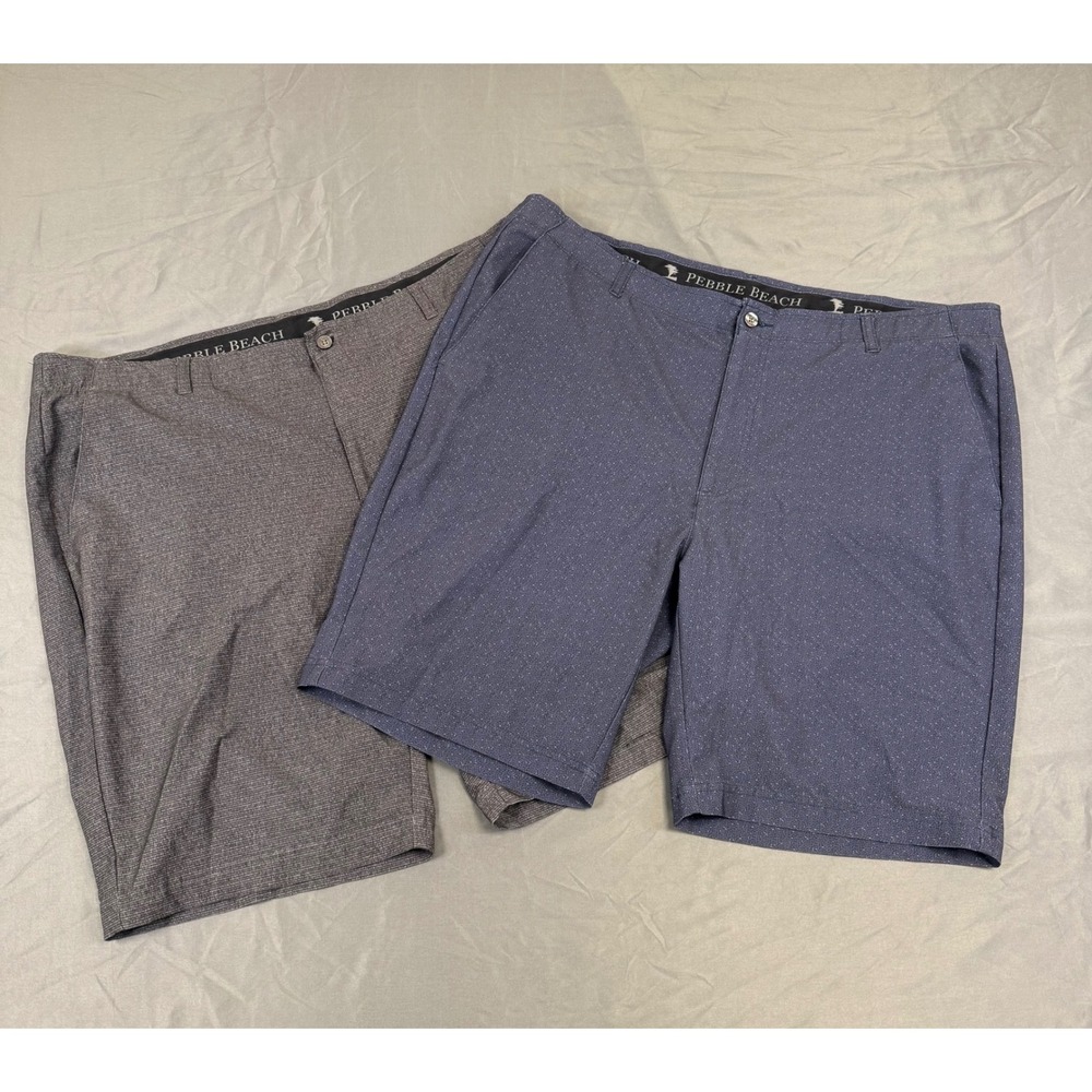 Lot of 2 Pebble Beach Mens Performance Golf Shorts Size 40 Blue Grey Stretch